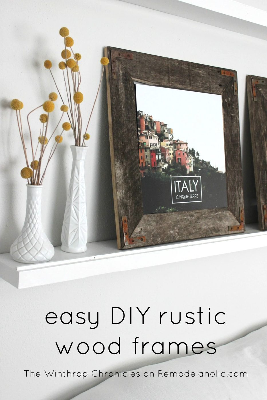 These straightforward rustic wood frames are great for any style -- match with an industrial style, or contrast with a more modern style.