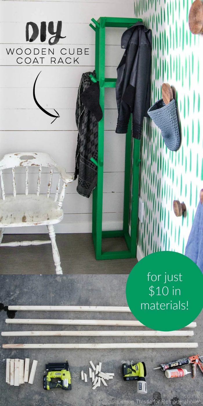 How To Build An straightforward Handmade Wooden Cube Coat Rack For Just 10 Dollars | Build this kid-friendly coat rack for your entryway to keep coats, jackets, and hats organized 