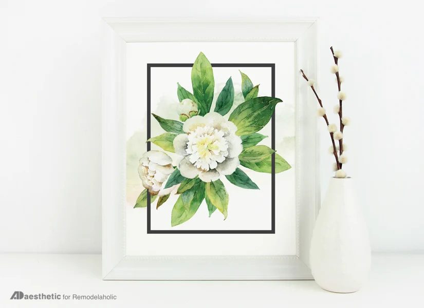 Ready-to-print Wall Art: White Flower Watercolor Floral Print