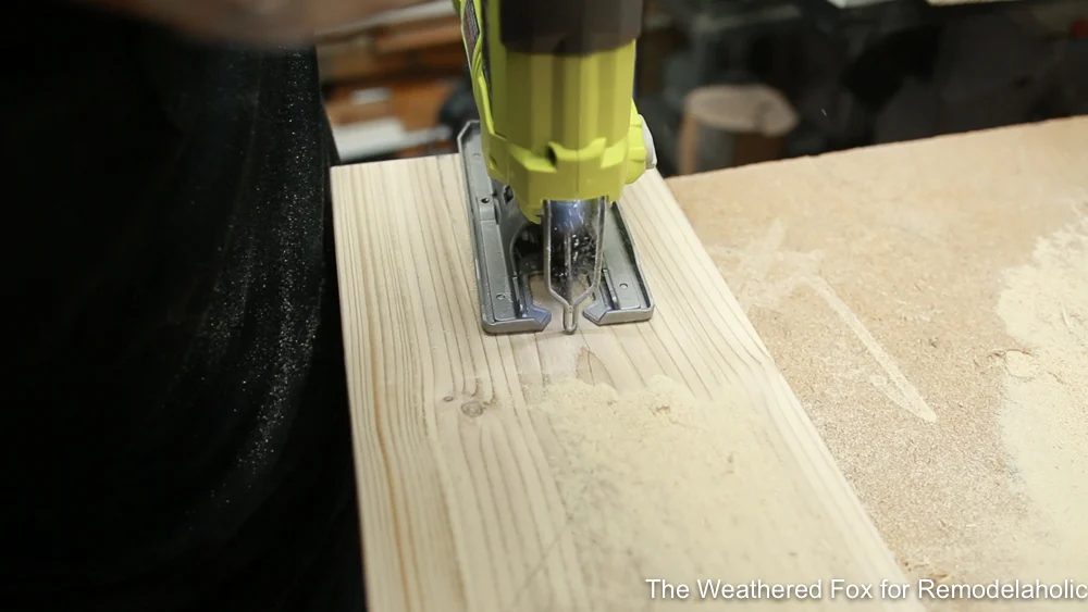 Cut leg shapes, How to make a wooden bench, straightforward Outdoor Farmhouse Bench The Weathered Fox 12