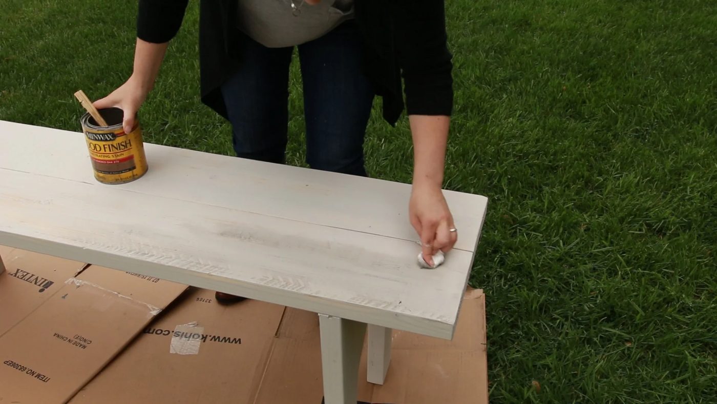 straightforward Farmhouse Bench Rubbing In Stain