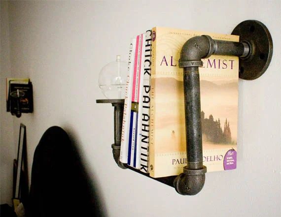Industrial pipe bedside shelf and table, Dirty Bils Interiors on Cool Material via Bekob