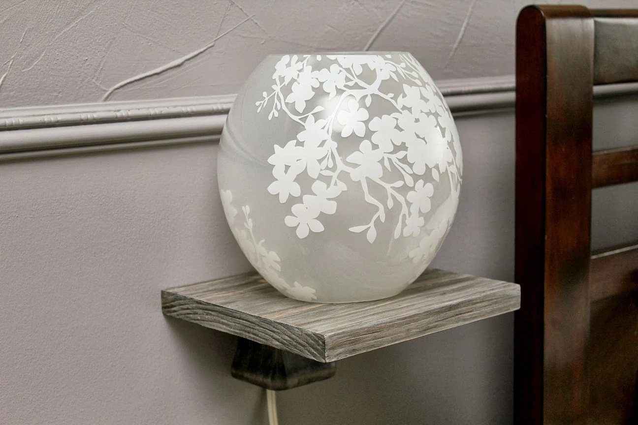 modern orb lamp on floating bedside table - handmade walkthrough, Turtles and Tails featured on Bekob.com