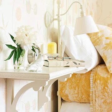 Bedside floating shelf, Better Homes and Gardens via Bekob