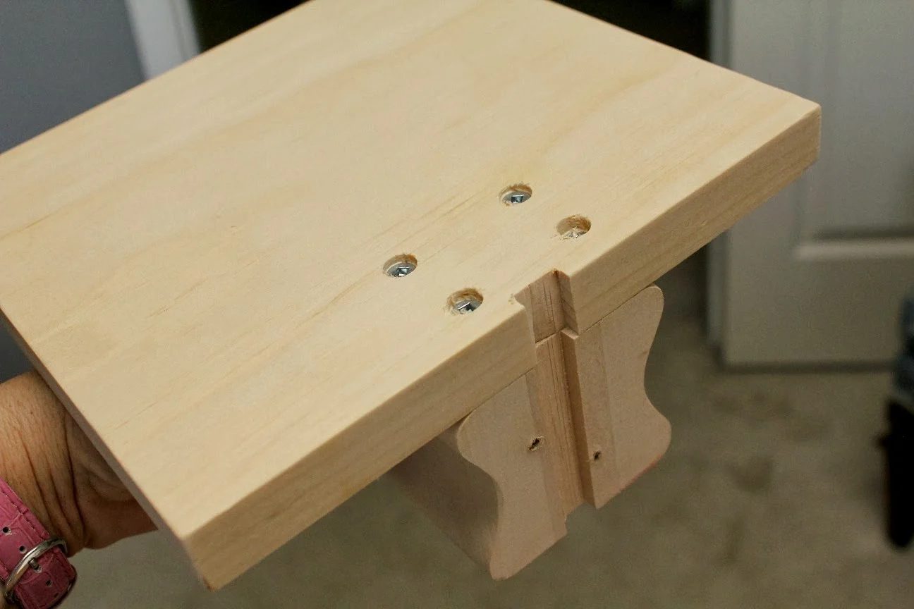 groove for cords in a floating bedside lamp shelf, Turtles and Tails featured on Bekob.com