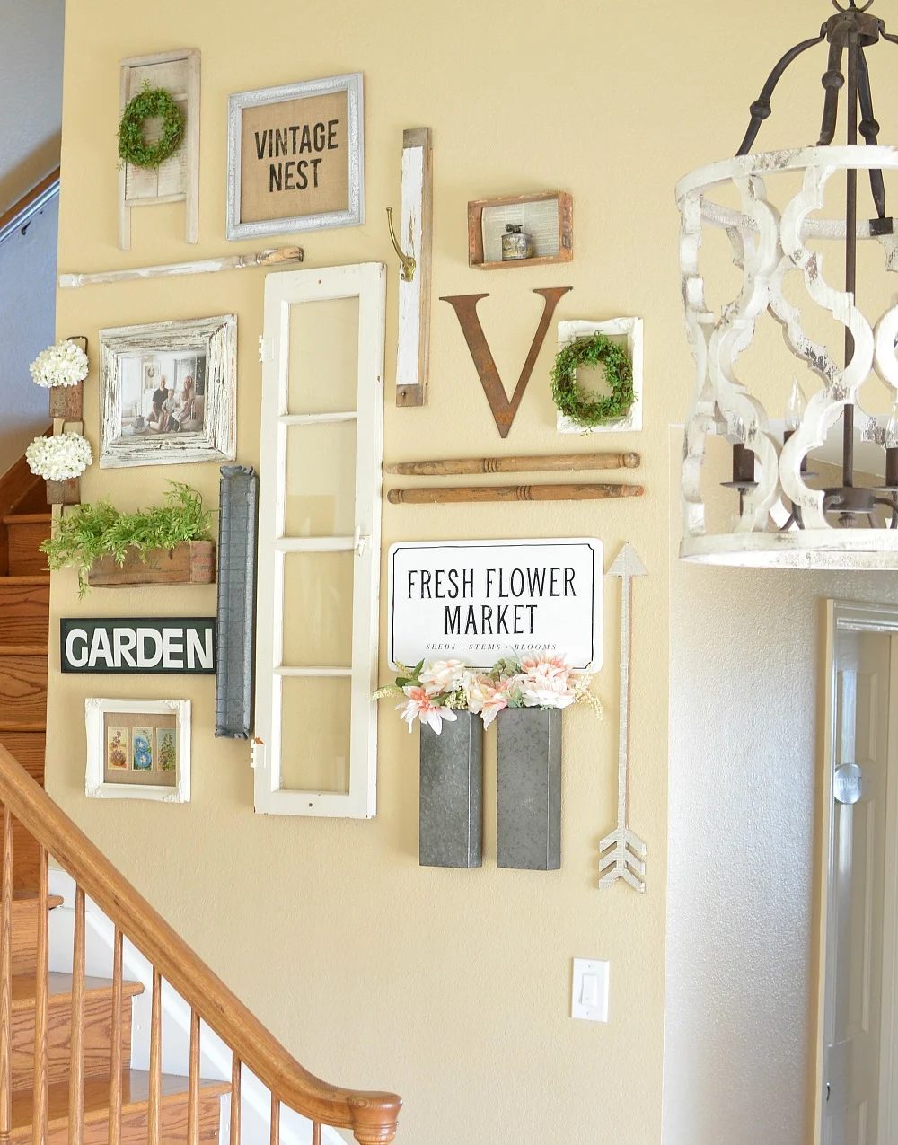 Farmhouse Gallery Wall Along The Stairs, Little Vintage Nest