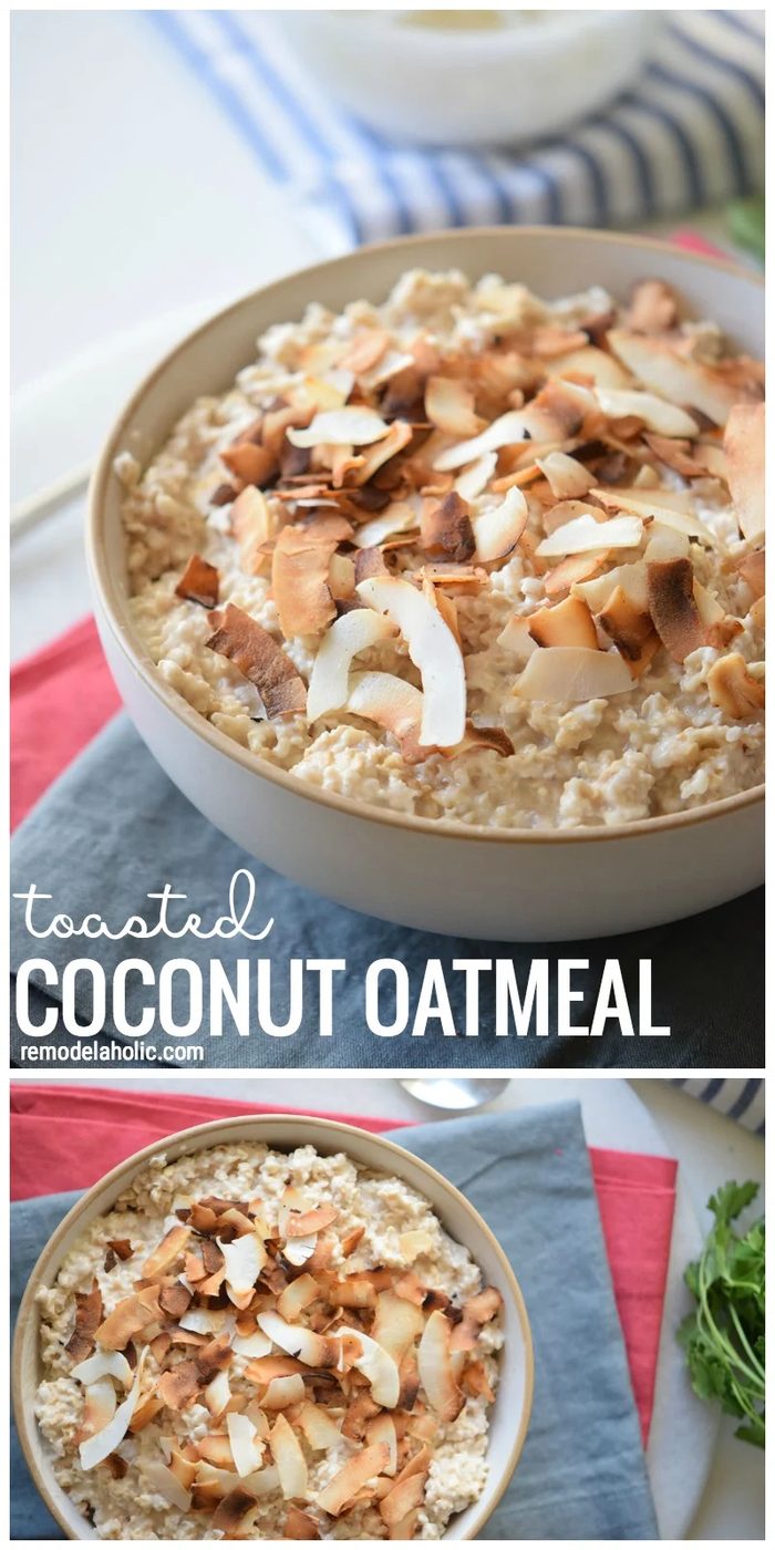 The well fitted healthy and sweet breakfast option! Toasted Coconut Oatmeal via Bekob.com