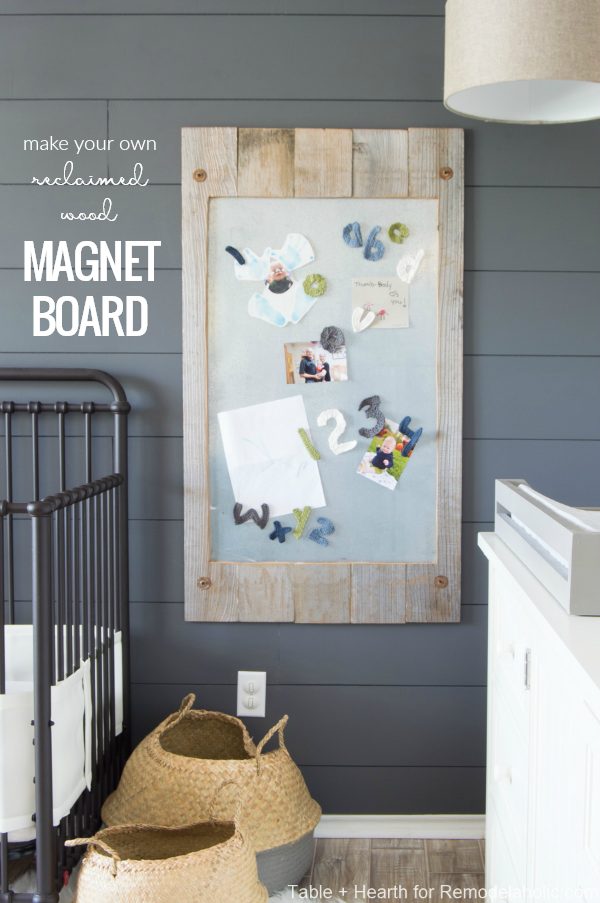Make Your Own Handmade Magnet Board With Reclaimed Wood And Metal Sheeting For Displaying Kids Artwork #Bekob