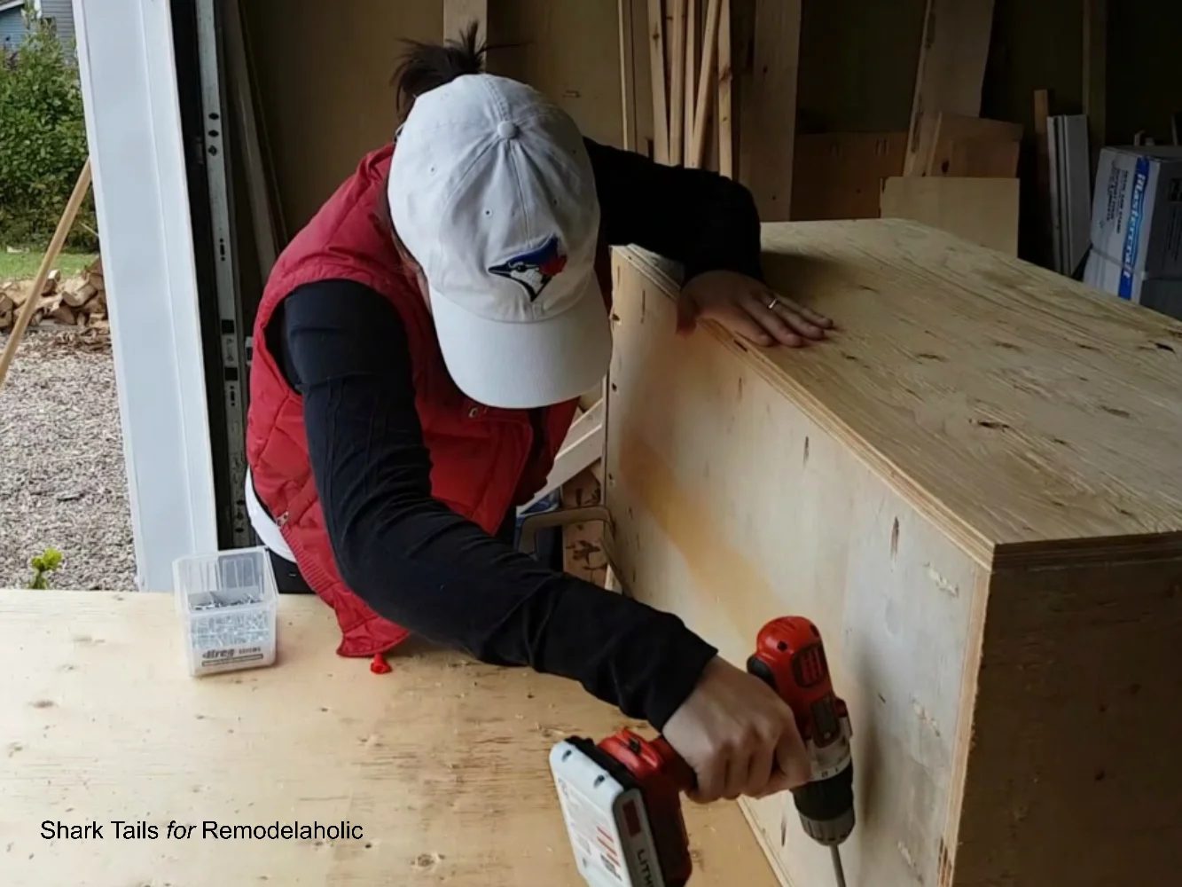 how to build a one sheet plywood storage box, attach bottom