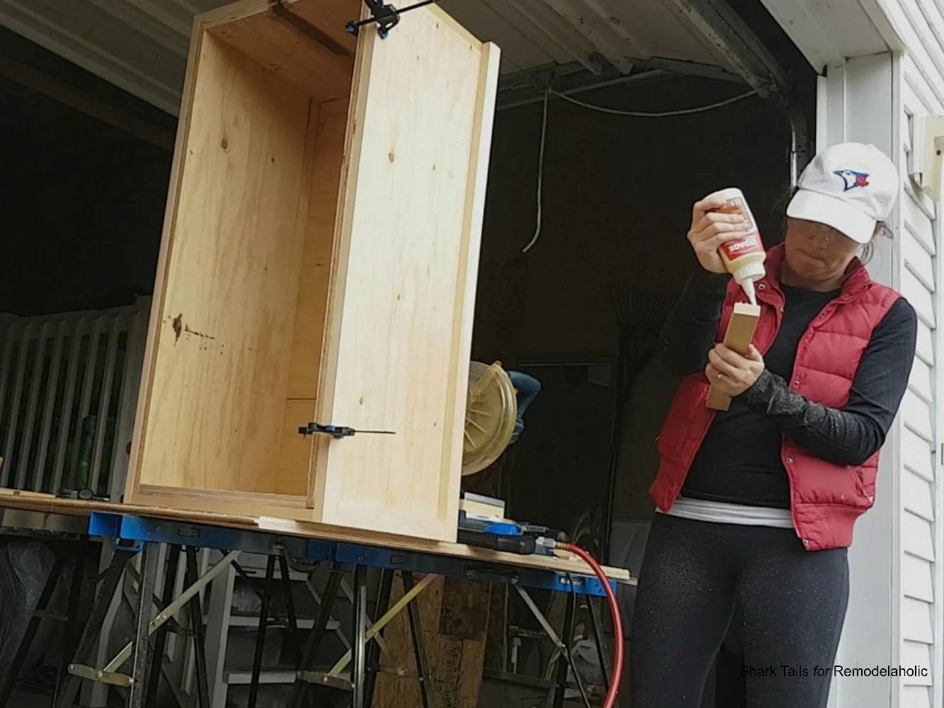 how to build a one sheet plywood storage box, glue and nail trim