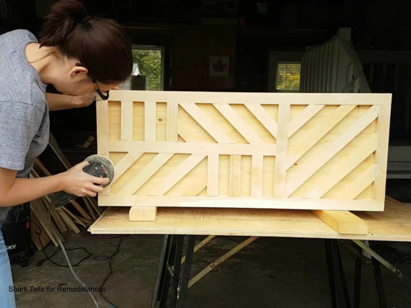 how to build a one sheet plywood storage box with lid, geometric inlay design