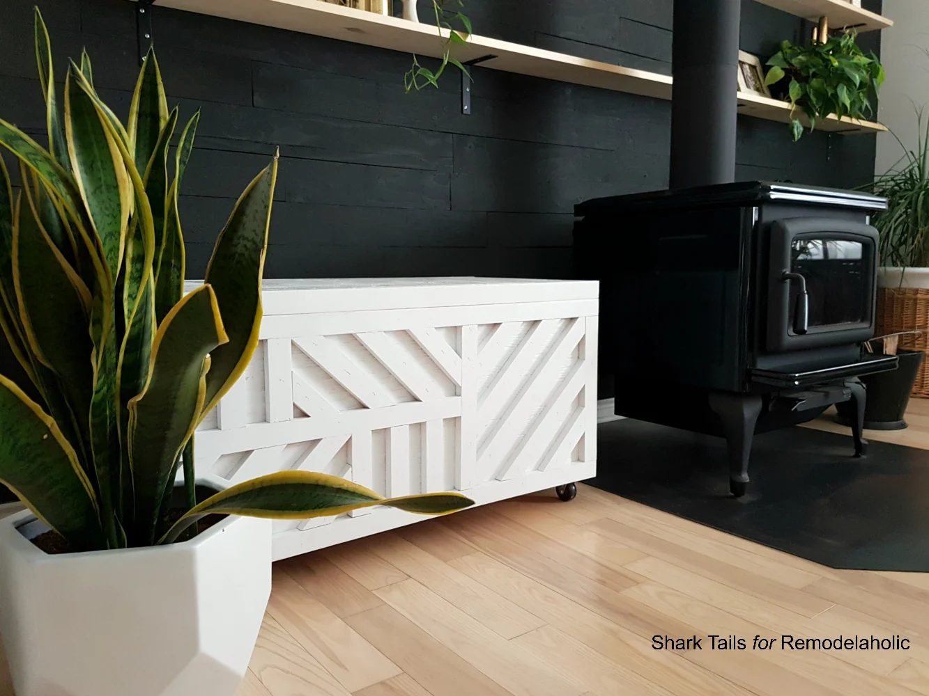 Handmade one sheet plywood storage box with geometric inlay details