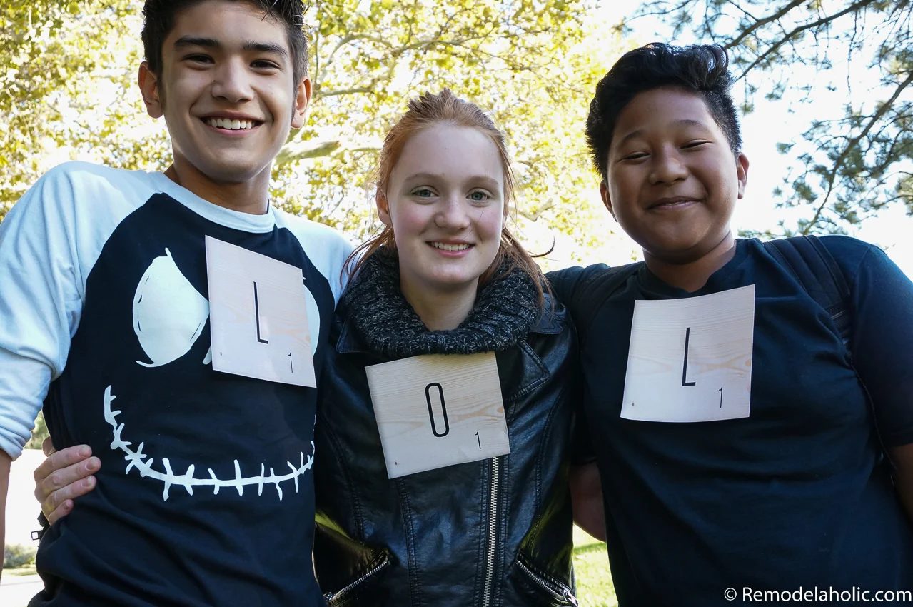 straightforward Halloween Group Costume: Printable Scrabble Tiles
