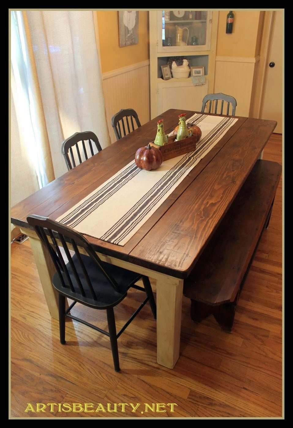 how to build a striking Handmade farmhouse table, featured on Bekob.com