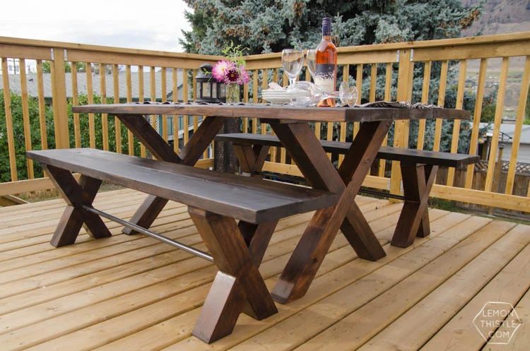 patio picnic table lemon thistle