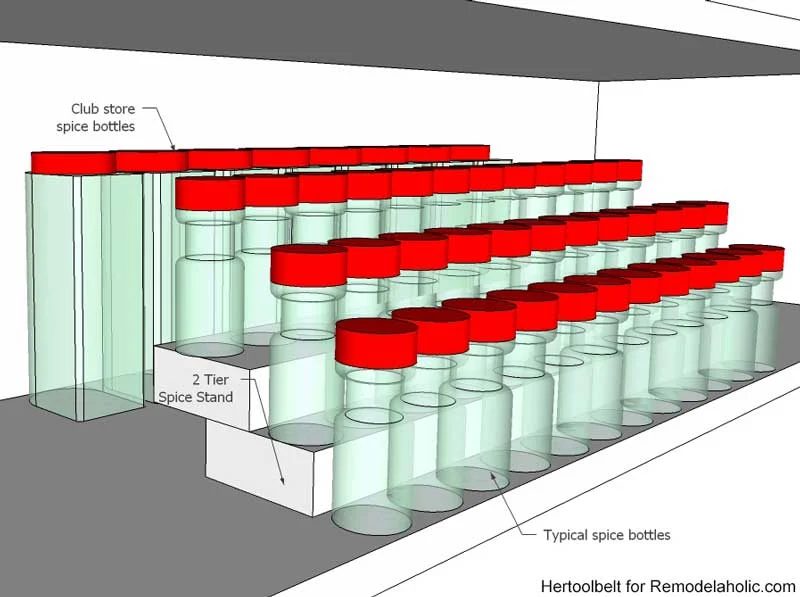 This is such an straightforward project to organize spice bottles. Build a direct tiered spice rack from a 2x4 wood board with free plans on Bekob.