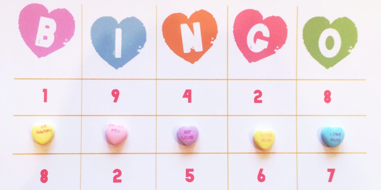straightforward Valentine Ready-to-print BINGO Cards, Tags, and Decor