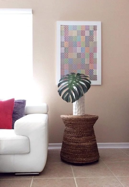straightforward Art options for Kids Room Decor: straightforward handmade art - paint chip art with a metal overlay (Apartment Therapy)