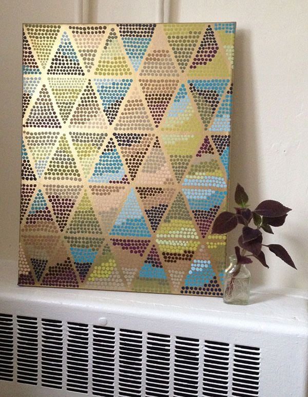 straightforward Art options for Kids Room Decor: handmade pointillism painted triangles (Erin on the Run)