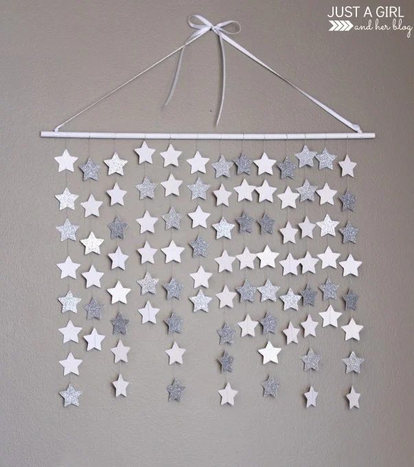 straightforward Art options for Kids Room Decor: paper star wall art straightforward handmade (Just a Girl and Her Blog)