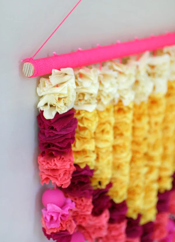 straightforward Art options for Kids Room Decor: crepe paper petal wall art (Oh Happy Day)