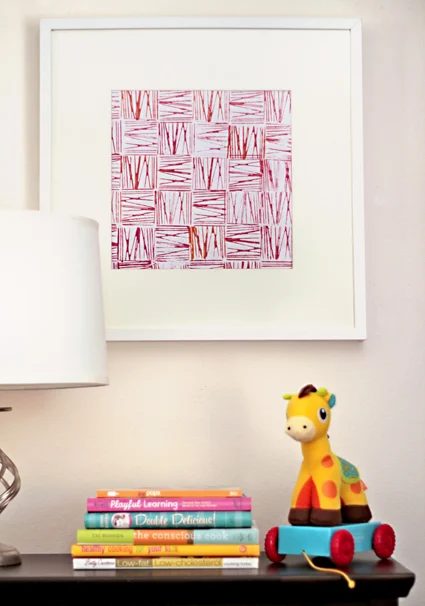 straightforward Art options for Kids Room Decor: modern block and string printing - straightforward art for kids! (Modern Parents Messy Kids via WhipUp)