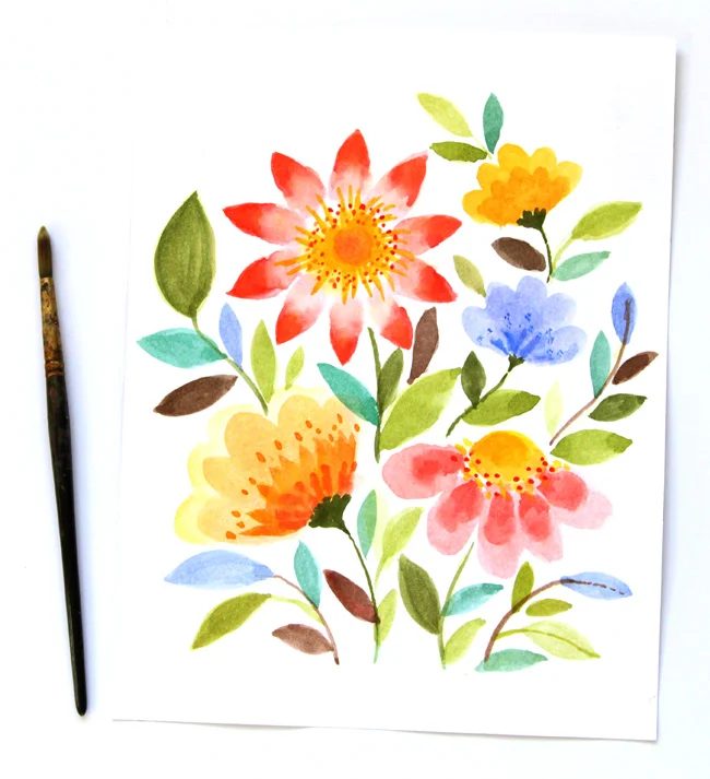 straightforward Art options for Kids Room Decor: straightforward handmade walkthrough for watercolor painted flowers (A Piece of Rainbow)