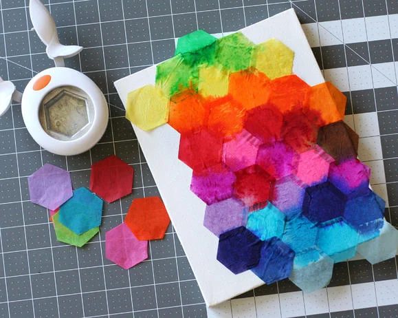 straightforward Art options for Kids Room Decor: tissue paper watercolor canvas (via Fiskars)