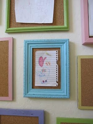 straightforward Art options for Kids Room Decor: straightforward corkboard frame gallery (Shannon Makes Stuff)