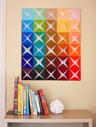 straightforward Art options for Kids Room Decor: folded paper origami wall art handmade (How About Orange)