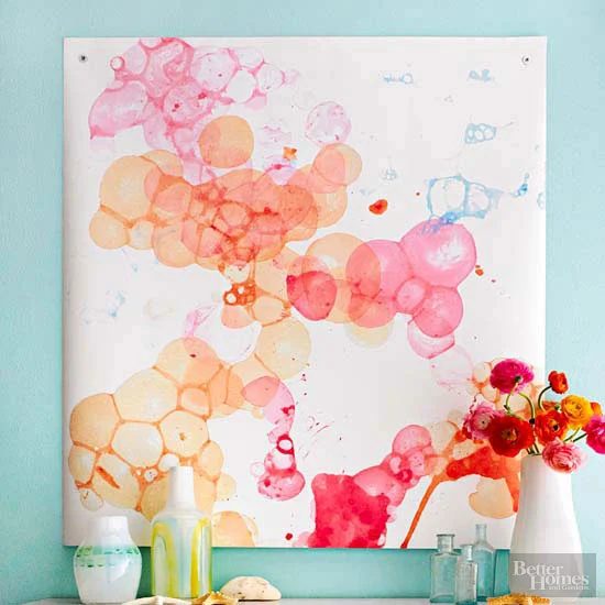 straightforward Art options for Kids Room Decor: handmade watercolor bubble art (BHG)