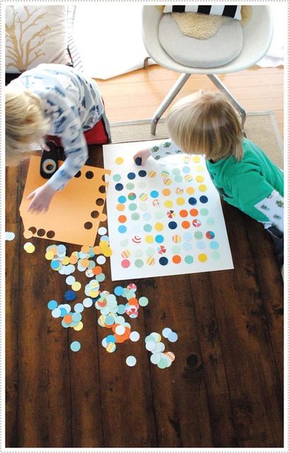 straightforward Art options for Kids Room Decor: straightforward kids handmade circle punch art (mermag)