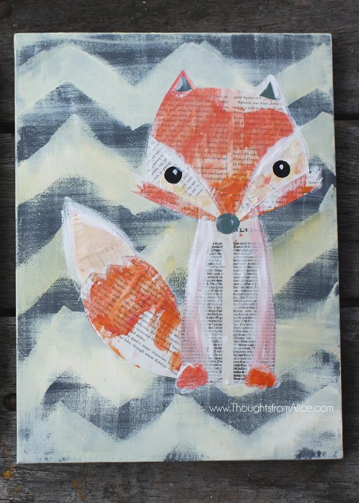 straightforward Art options for Kids Room Decor: fox woodland animal collage kids can help make (Thoughts From Alice)