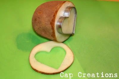straightforward Art options for Kids Room Decor: use a cookie cutter for a potato stamp (capscreations)