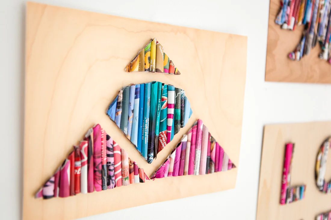 straightforward Art options for Kids Room Decor: rolled magazine wall art handmade (Brit-co)
