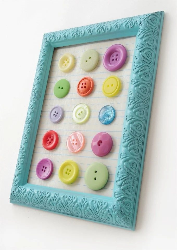 straightforward Art options for Kids Room Decor: straightforward colorful button art for kids (ModPodge Rocks)
