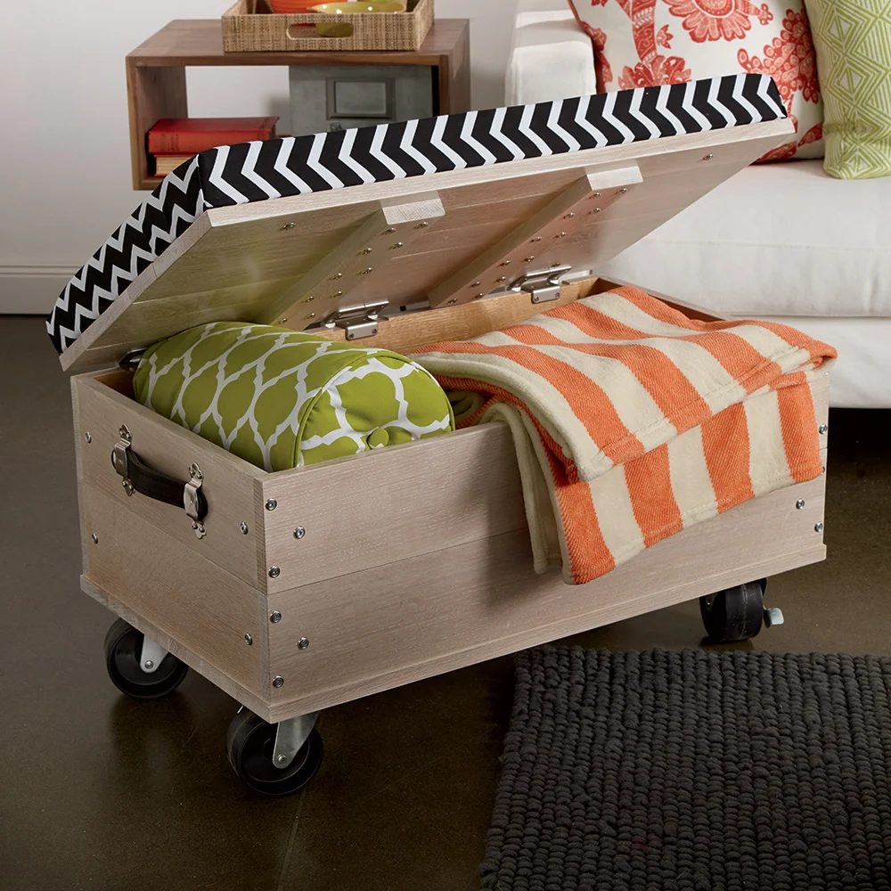 Handmade ottoman with blanket storage