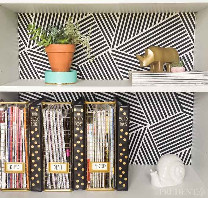 Add patterned backing to a bookshelf Polished Habitat