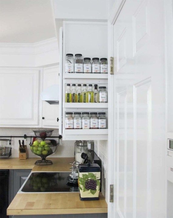 straightforward spice rack for the empty end of cabinet space White Tulip Designs
