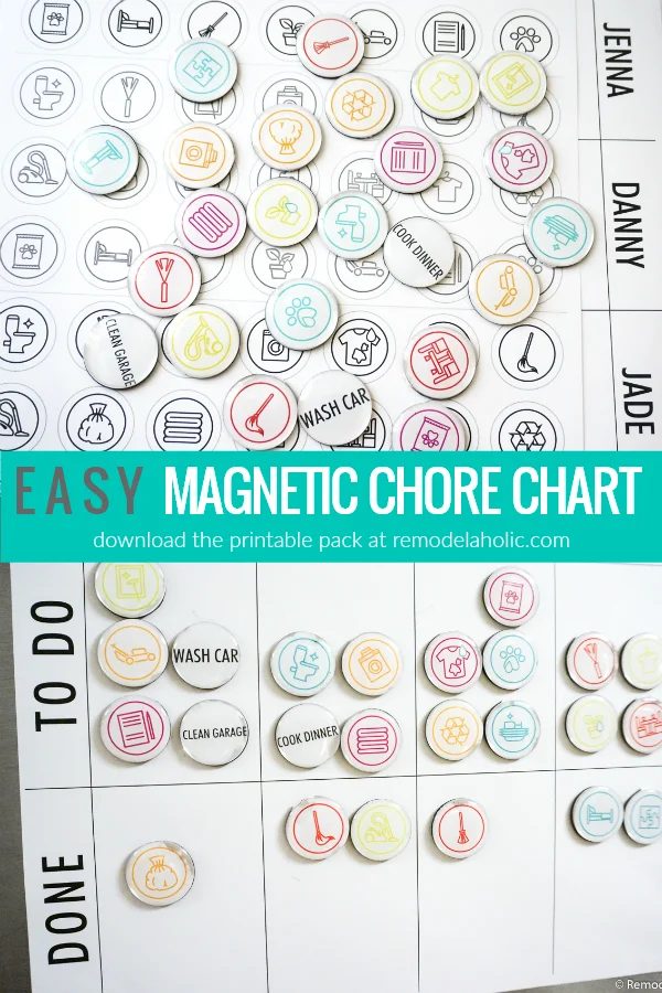 straightforward Magnetic Chore Chart Printable Pack, Instant Download PDF #Bekob