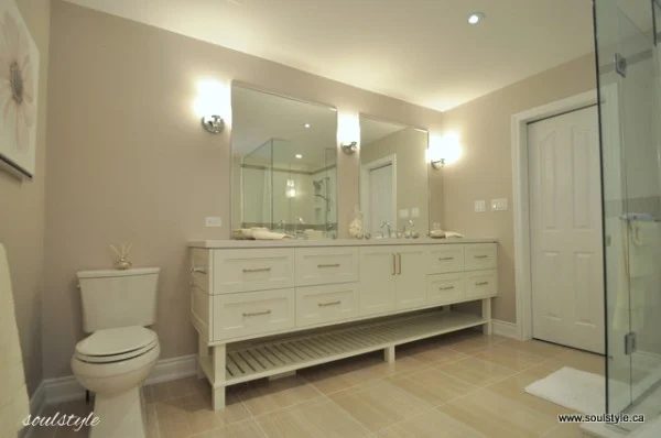 elegant neutral bath renovation, Soul Style featured on Bekob.com