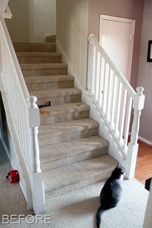 Stair Makeover removing carpet from stairs