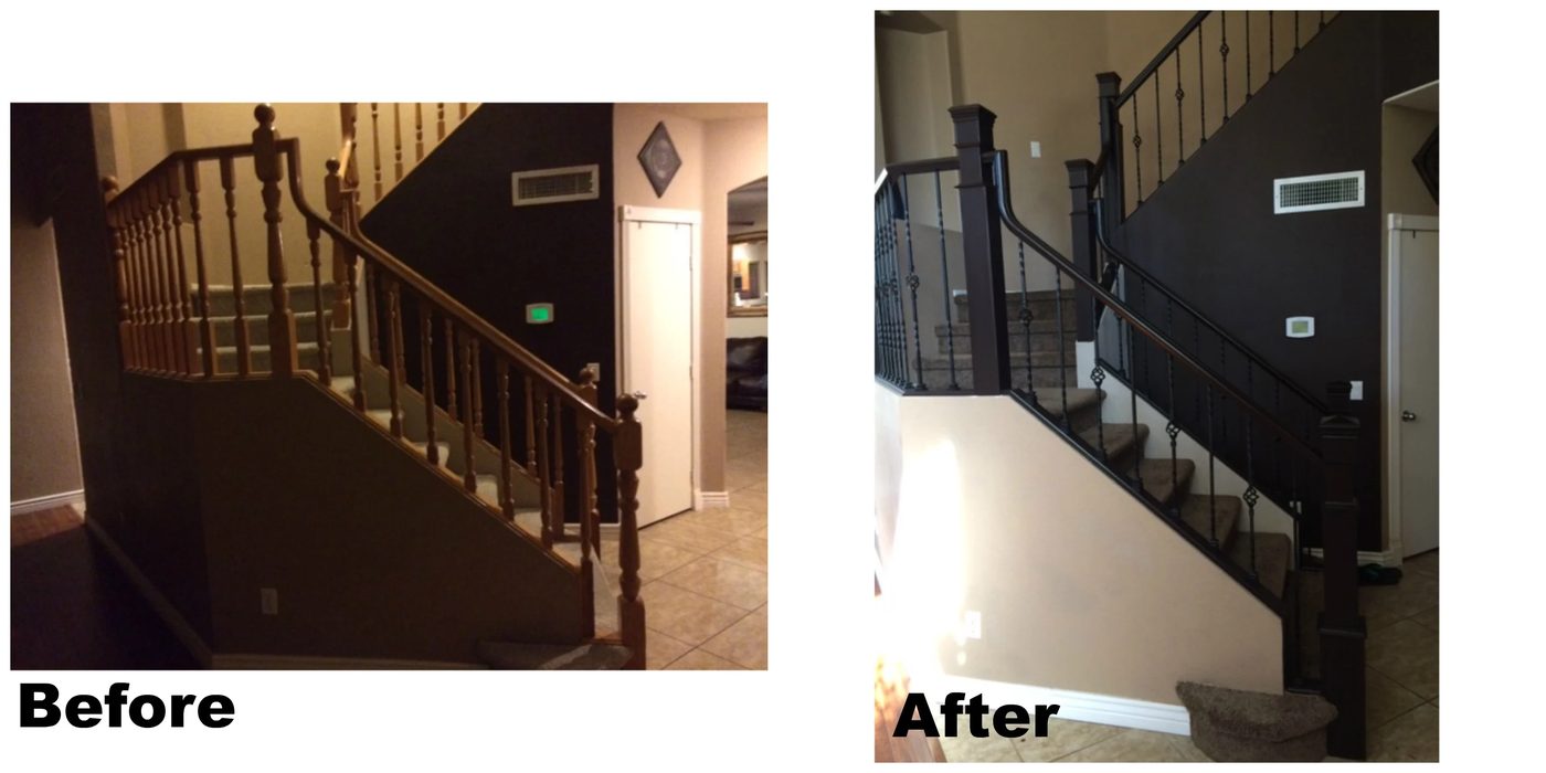 Bekob-inspired banister remodel, before and after