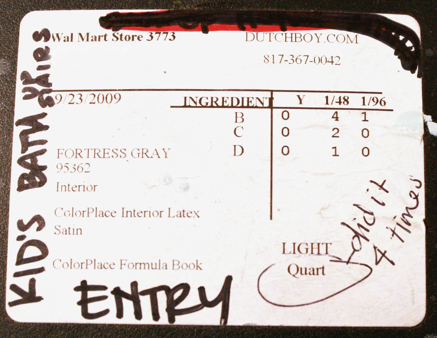 Fortress Grey paint label