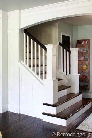 Stair Makeover removing carpet from stairs custom newel posts