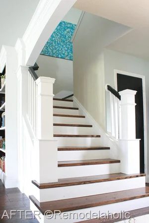 Stair Makeover removing carpet from stairs