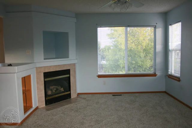 fireplace makeover before