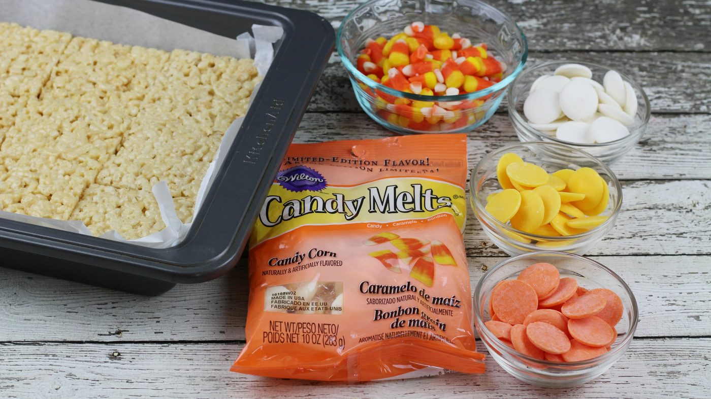 Get festive for Fall with these delicious fall candy corn rice krispies recipe via Bekob.com