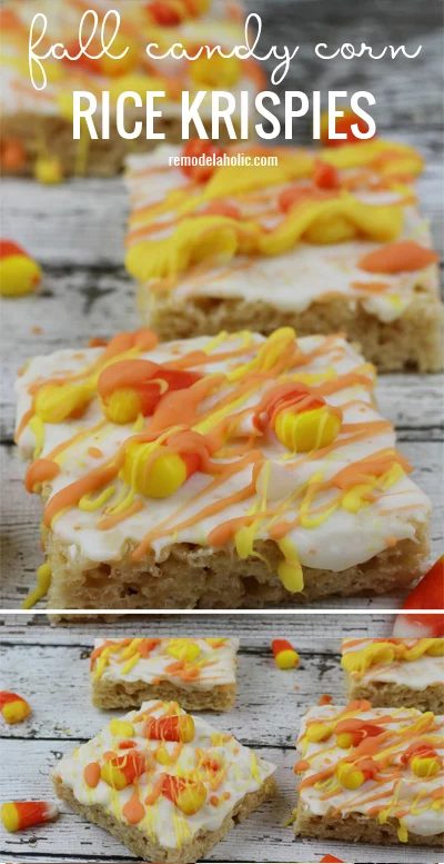 Get festive for Fall with these delicious fall candy corn rice krispies recipe via Bekob.com