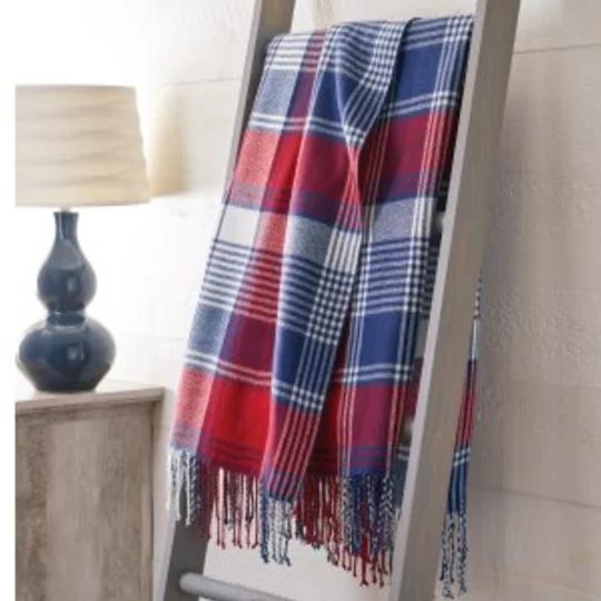Affordable Fall Throws, Fall Throw Hanging On Blanket Ladder